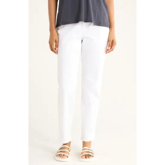 Eileen Fisher NWT White Slim Fit Jeans Sz Large - Picture 1 of 5